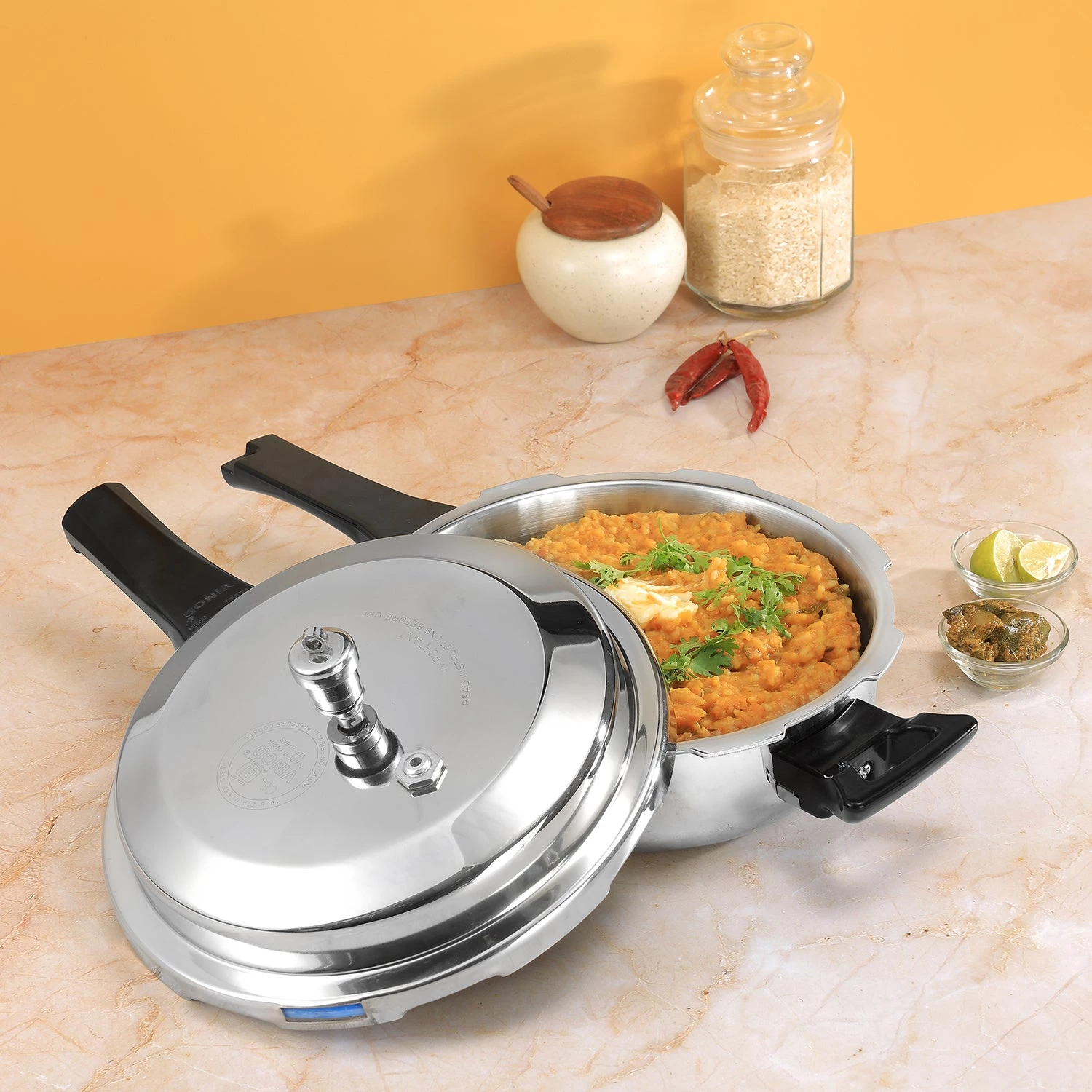 Vinod Cookware Vinod Platinum Triply Deep Pan Pressure Cooker (Induction Friendly) 3 Vinod Cookware Vinod Platinum Triply Deep Pan Pressure Cooker (Induction Friendly)