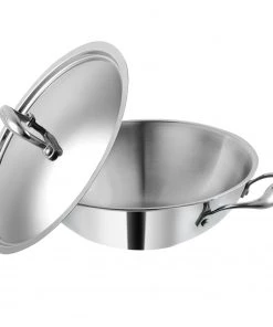 Vinod Cookware Vinod Platinum Triply Stainless Steel Kadai With Lid Cookware