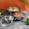 Vinod Cookware Cookware Vinod Platinum Triply Stainless Steel Extra Deep Kadai With Lid