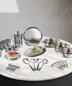 Vinod Cookware Kraft Stainlesss Steel Milano Dinner/Lunch Set - 57 Pc
