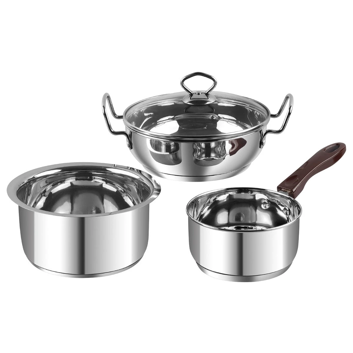 Vinod Cookware Vinod Amalfi Stainless Steel Cookware Set - 3 Pcs - (Induction Friendly) 4 Vinod Cookware Vinod Amalfi Stainless Steel Cookware Set - 3 Pcs - (Induction Friendly)