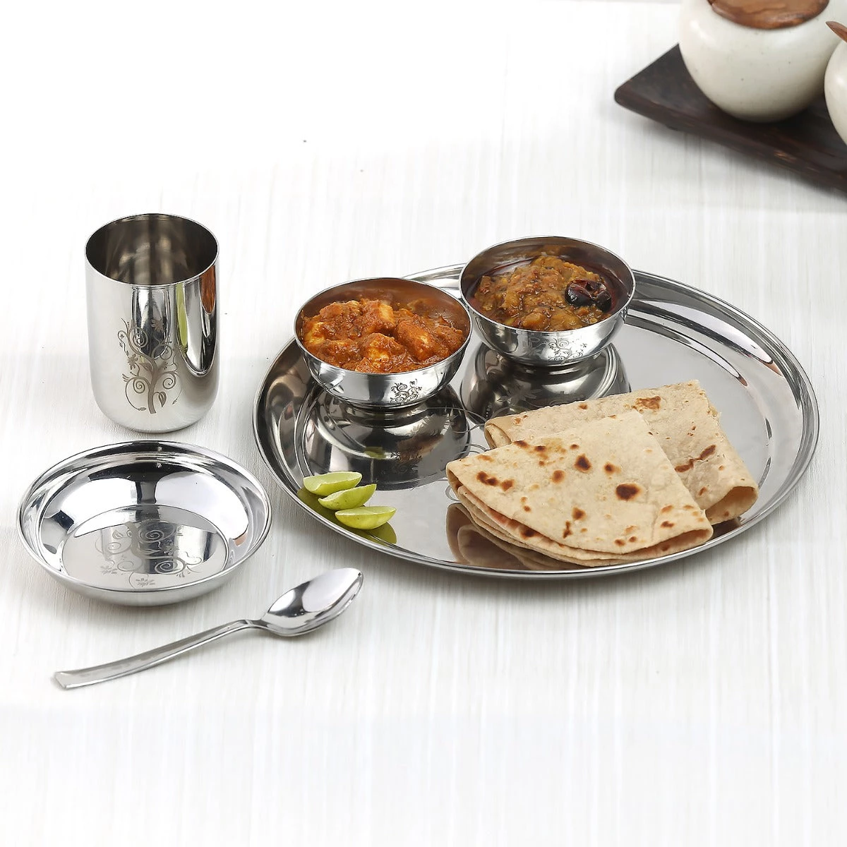 Vinod Cookware Kraft Serveware Vinod - Kraft Radiant Thali Set - 6 Pc 3 Vinod Cookware Kraft Serveware Vinod - Kraft Radiant Thali Set - 6 Pc