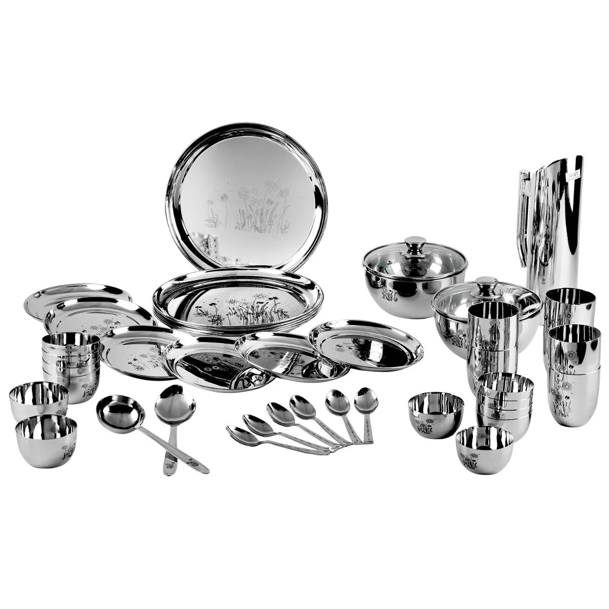 Vinod Cookware Kraft Stainlesss Steel Pattern Dinner Set 41 Pc Kraft Serveware 4 Vinod Cookware Kraft Stainlesss Steel Pattern Dinner Set 41 Pc Kraft Serveware