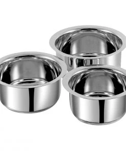Vinod Cookware Cookware Vinod 3 Pc Stainless Steel Capsule Bottom - (14, 15, 16 Cm)