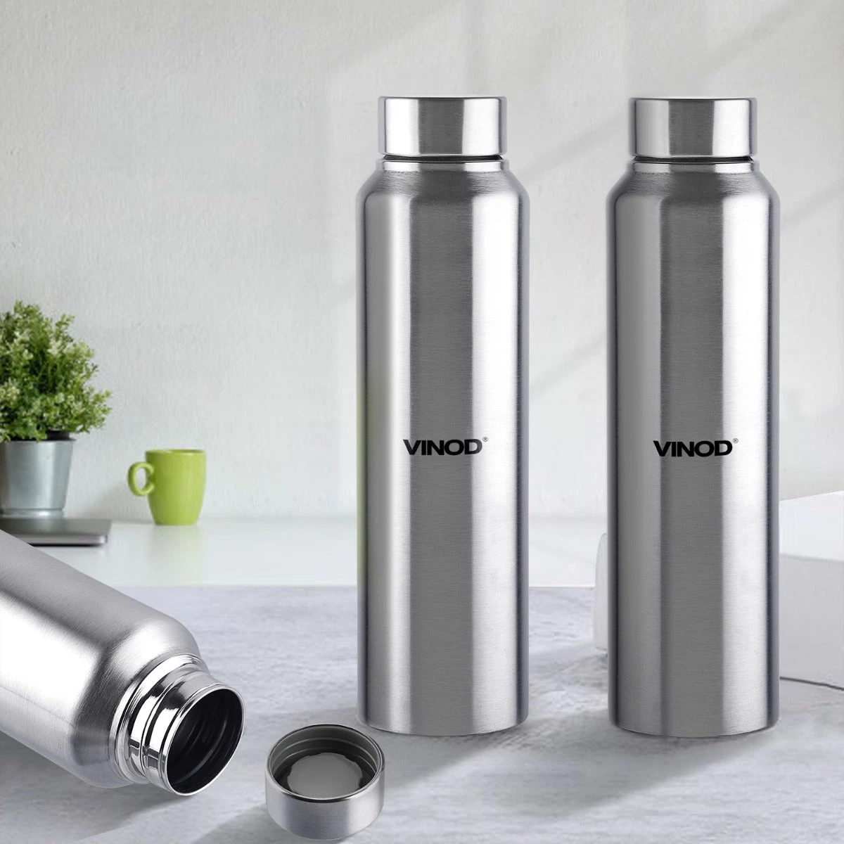 Vinod Cookware Vinod Frost Stainless Steel Bottle 3pc Set 3 Vinod Cookware Vinod Frost Stainless Steel Bottle 3pc Set