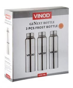 Vinod Cookware Vinod Frost Stainless Steel Bottle 3pc Set 13 Vinod Cookware Vinod Frost Stainless Steel Bottle 3pc Set