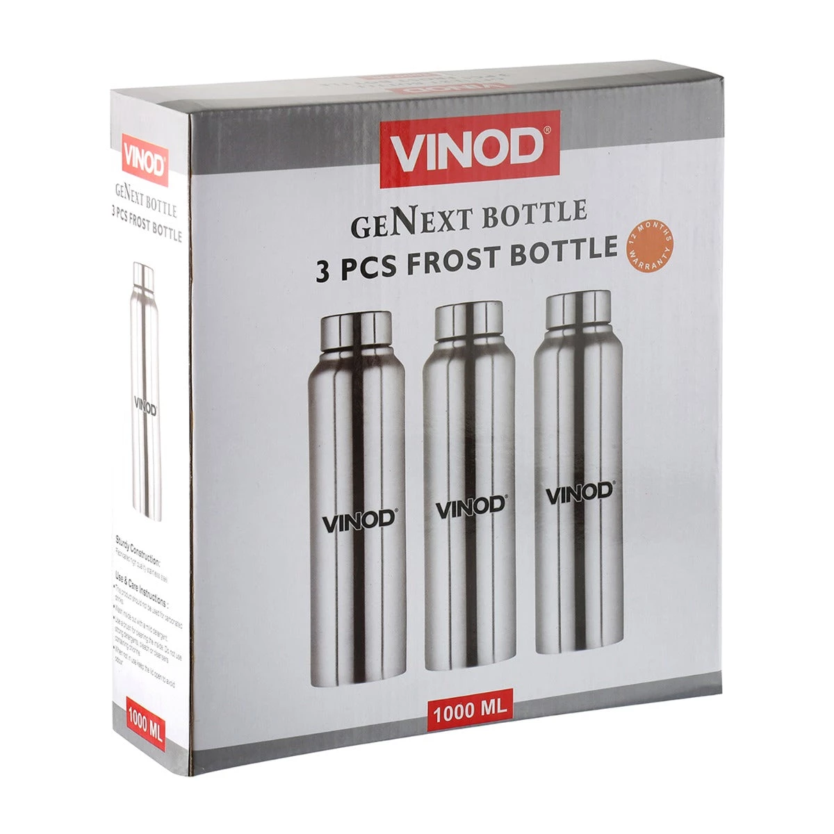 Vinod Cookware Vinod Frost Stainless Steel Bottle 3pc Set 8 Vinod Cookware Vinod Frost Stainless Steel Bottle 3pc Set