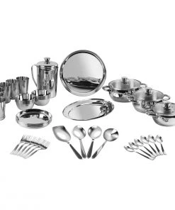 Vinod Cookware Kraft Stainlesss Steel Milano Dinner/Lunch Set - 57 Pc