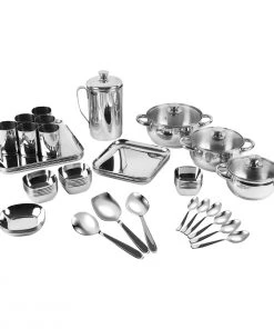 Vinod Cookware Kraft Stainlesss Steel Qubic Dinner - Lunch Set 55 Pc