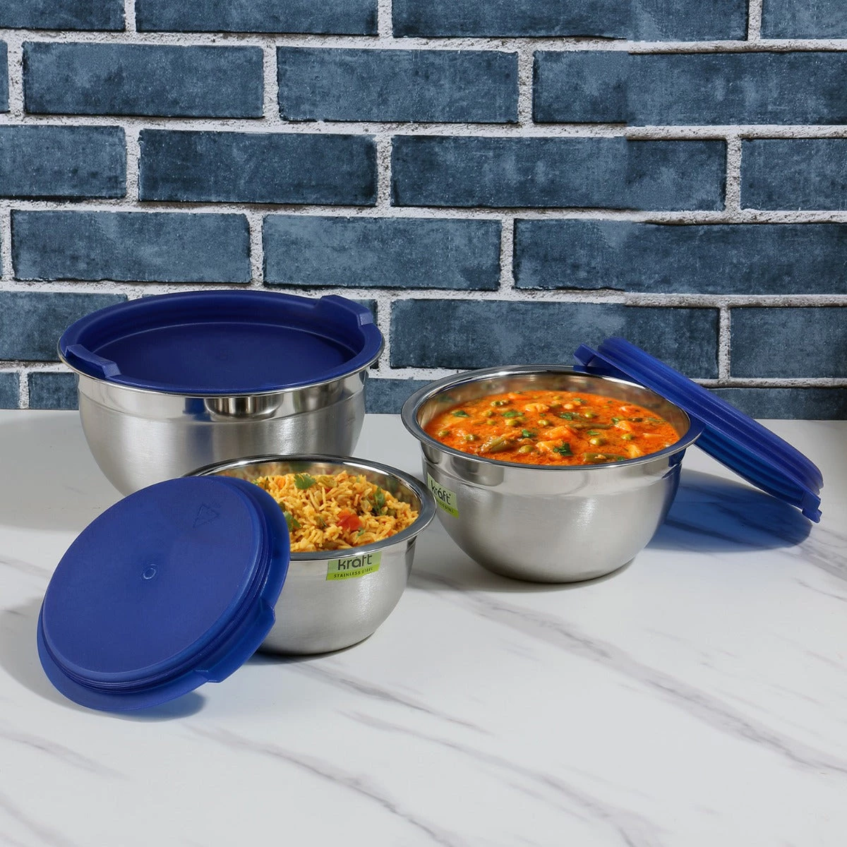 Vinod Cookware Vinod - Kraft Stainless Steel Serve And Storage Set - 3 Pc Kraft Serveware 3 Vinod Cookware Vinod - Kraft Stainless Steel Serve And Storage Set - 3 Pc Kraft Serveware