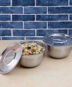 Vinod Cookware Vinod - Kraft Stainless Steel Serving Bowl With Lid Kraft Serveware