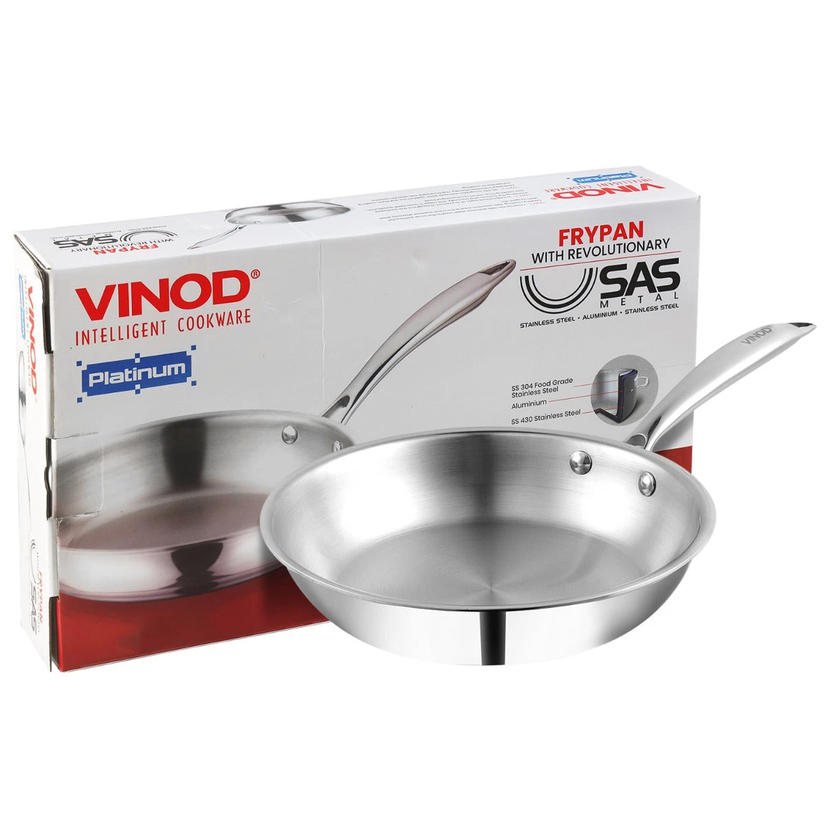 Vinod Cookware Cookware Vinod Platinum Triply Stainless Steel Frypan (Induction Friendly) 9 Vinod Cookware Cookware Vinod Platinum Triply Stainless Steel Frypan (Induction Friendly)