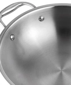 Vinod Cookware Vinod Platinum Triply Stainless Steel Wok - 26 Cm (Induction Friendly) Cookware