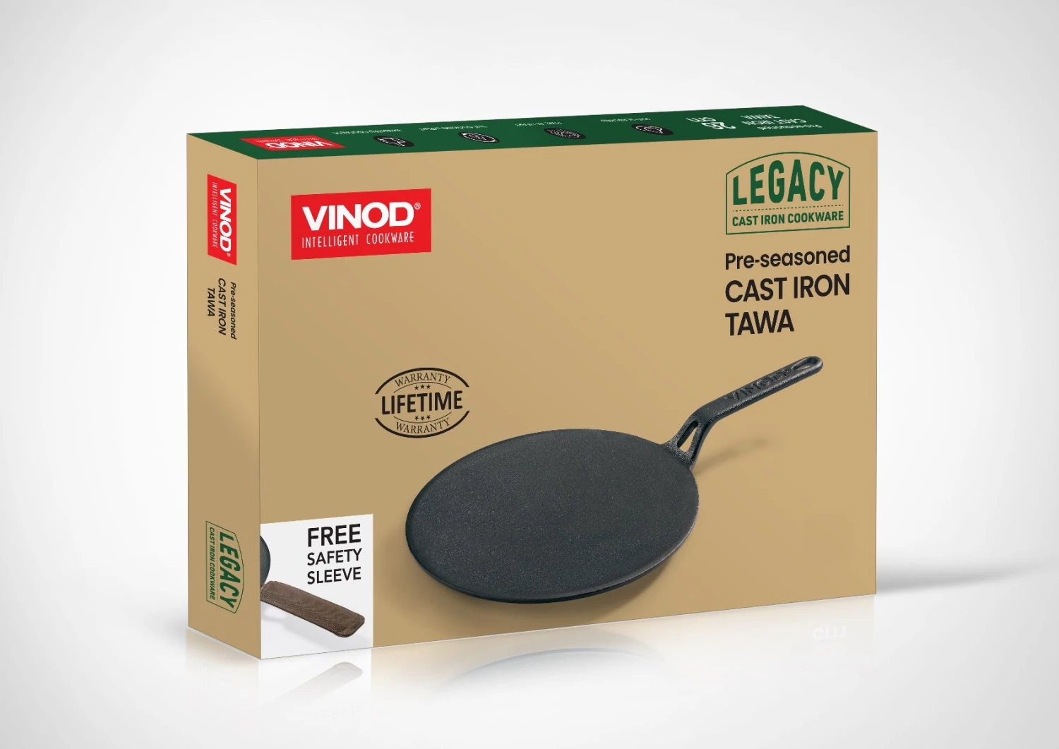 Vinod Cookware Vinod Legacy Pre-Seasoned Cast Iron Roti Tawa - 26 Cm (Induction Friendly)