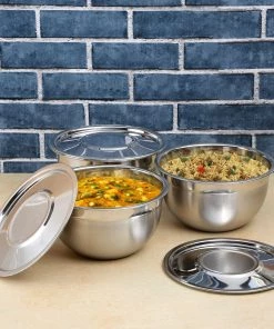 Vinod Cookware Vinod - Kraft Stainless Steel Serving Bowl With Lid Kraft Serveware