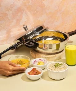 Vinod Cookware Vinod Stainless Steel Deep Pan Pressure Cooker With Lid (Induction Friendly) 22 Vinod Cookware Vinod Stainless Steel Deep Pan Pressure Cooker With Lid (Induction Friendly)