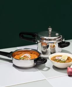 Vinod Cookware Pressure Cookers Vinod Combo Set - Regular Outer Lid Pressure Cooker With Deep Pan Pressure Cooker & Common Lid