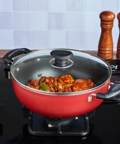 Vinod Cookware Vinod Zest Non Stick Deep Kadai With Lid (Induction Friendly)