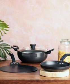 Vinod Cookware Cookware Vinod Hanos Non Stick Combo Set - 3 Pc (Induction Friendly)