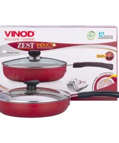 Vinod Cookware Vinod Zest Non Stick Deep Frypan With Glass Lid (Induction Friendly) Cookware
