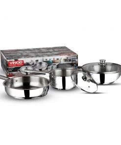 Vinod Cookware Vinod Stainless Steel Modena Cookware Set - 3 Piece (Induction Friendly)