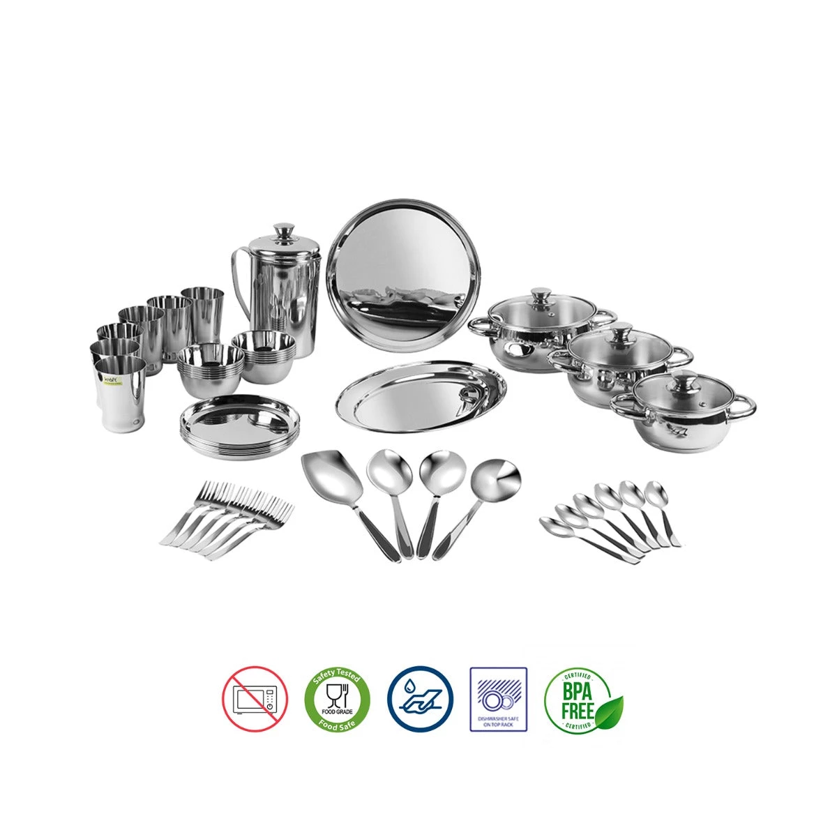 Vinod Cookware Kraft Stainlesss Steel Milano Dinner/Lunch Set - 57 Pc 9 Vinod Cookware Kraft Stainlesss Steel Milano Dinner/Lunch Set - 57 Pc
