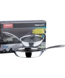 Vinod Cookware Vinod Platinum Triply Stainless Steel X Fry Pan (Induction Friendly) Cookware 17 Vinod Cookware Vinod Platinum Triply Stainless Steel X Fry Pan (Induction Friendly) Cookware