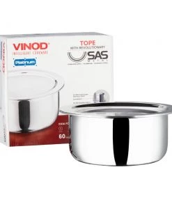 Vinod Cookware Vinod Platinum Triply Stainless Steel Tope With Lid (Induction Friendly) Cookware 9 Vinod Cookware Vinod Platinum Triply Stainless Steel Tope With Lid (Induction Friendly) Cookware