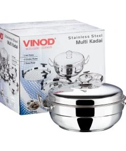 Vinod Cookware Cookware Vinod Stainless Steel Multi Kadai - 26 Cm (Induction Friendly)