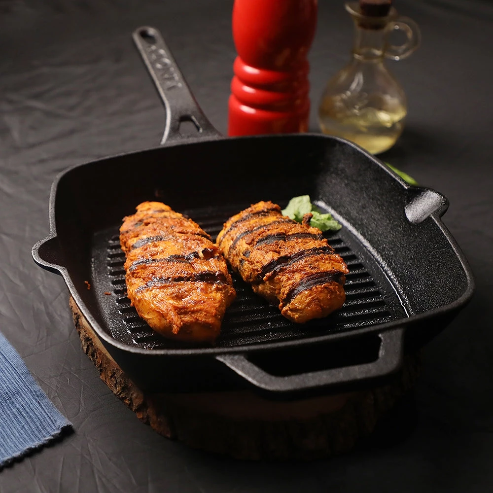 Vinod Cookware Vinod Legacy Pre - Seasoned Cast Iron Square Griddle - 24 Cm (Induction Friendly) 3 Vinod Cookware Vinod Legacy Pre - Seasoned Cast Iron Square Griddle - 24 Cm (Induction Friendly)