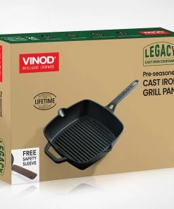Vinod Cookware Vinod Legacy Pre - Seasoned Cast Iron Square Griddle - 24 Cm (Induction Friendly) 11 Vinod Cookware Vinod Legacy Pre - Seasoned Cast Iron Square Griddle - 24 Cm (Induction Friendly)