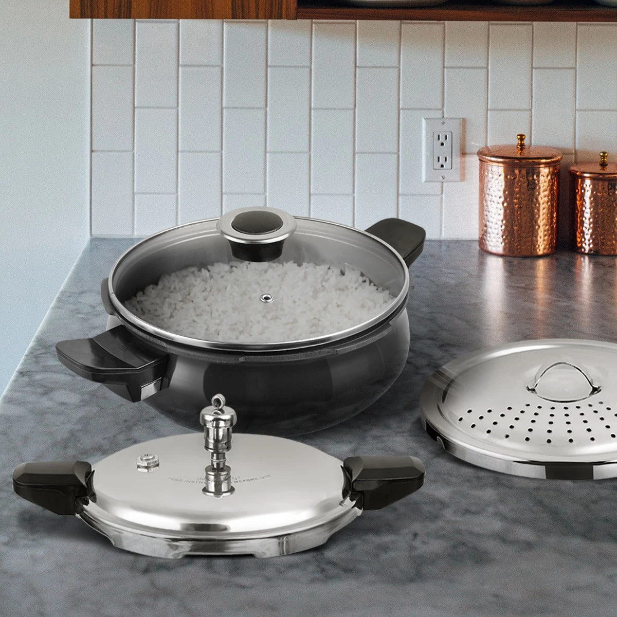 Vinod Cookware Pressure Cookers Vinod - Kraft Hard Anodised Magic Pressure Cooker (Induction Friendly) 3 Vinod Cookware Pressure Cookers Vinod - Kraft Hard Anodised Magic Pressure Cooker (Induction Friendly)