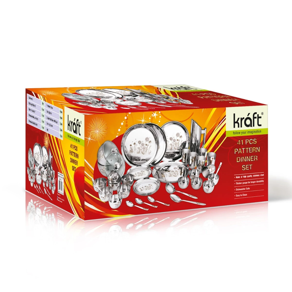 Vinod Cookware Kraft Stainlesss Steel Pattern Dinner Set 41 Pc Kraft Serveware 9 Vinod Cookware Kraft Stainlesss Steel Pattern Dinner Set 41 Pc Kraft Serveware