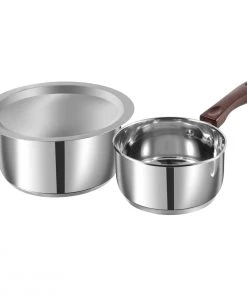 Vinod Cookware Vinod Capsule Bottom Tope (1.4 Litre) With Lid & Regaular Saucepan (0.8 Litre) (Induction Friendly) Cookware