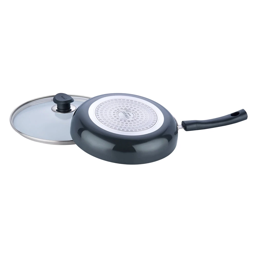 Vinod Cookware Vinod Hard Anodised Deep Frypan With Glass Lid - 24 Cm (Induction Friendly) 6 Vinod Cookware Vinod Hard Anodised Deep Frypan With Glass Lid - 24 Cm (Induction Friendly)