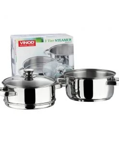 Vinod Cookware Vinod Stainless Steel 2 Tier Steamer With Lid (Induction Friendly) Cookware