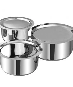 Vinod Cookware Vinod Stainless Steel 3 Pc Tope Set With Lid (Induction Friendly) Cookware